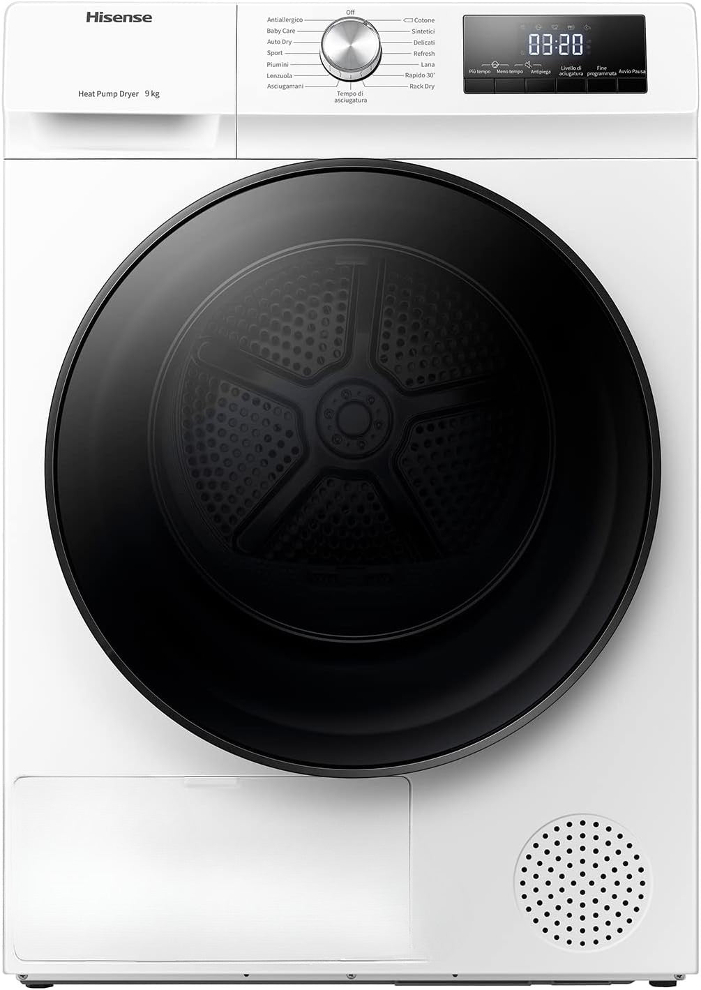 Asciugatrice Libera Installazione Caricamento Frontale Hisense DHQA902U 9 kg A++ Bianco