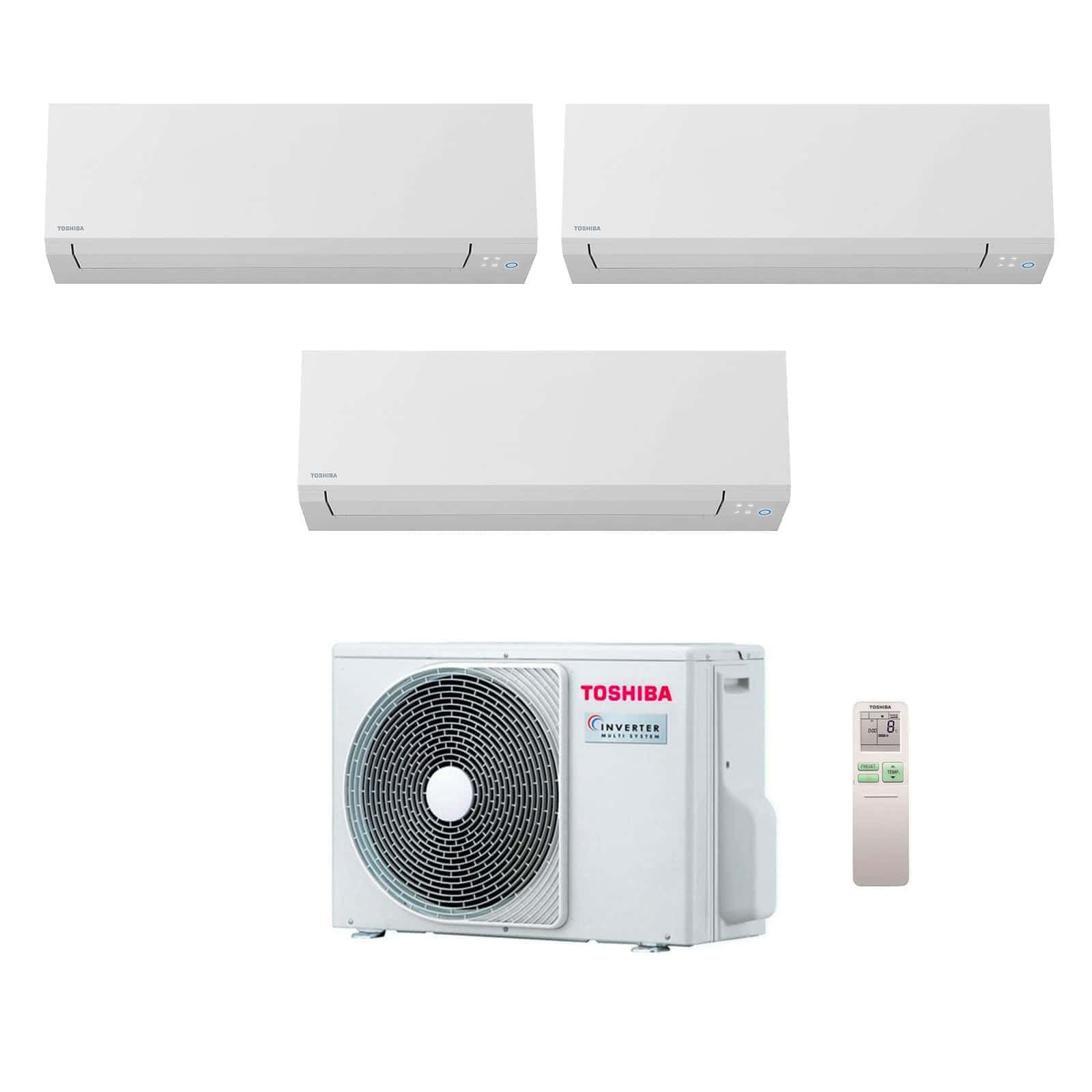 Condizionatore Climatizzatore Toshiba Trial Split Inverter Shorai Edge White Wi-Fi 13000+13000+16000 BTU Con RAS-3M26G3AVG-E