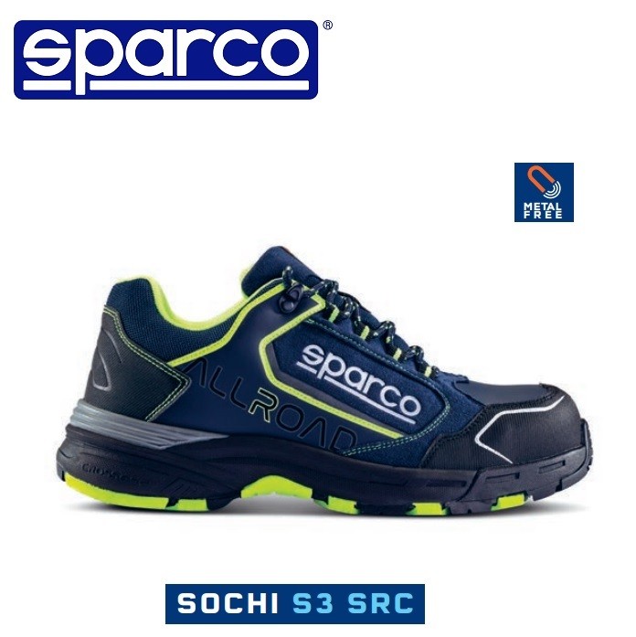 Scarpe Antinfortunistica Sparco Teamwork Allroad Sochi S3 Src Colore Blu Marine/Giallo Fluo - Cod. 07528BMGF
