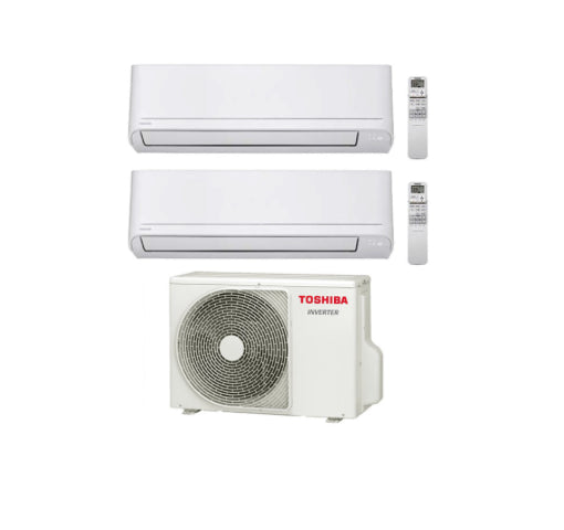Condizionatore Climatizzatore Toshiba Dual Split Seiya R-32 10000+13000 BTU Con RAS-2M18U2AVG-E Wi-Fi Optional