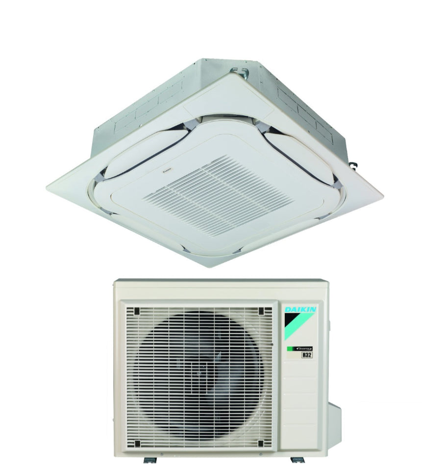 Condizionatore Climatizzatore Daikin Bluevolution R-32 a Cassetta Round Flow FCAG35A 12000 BTU Con Comando a Filo e Griglia