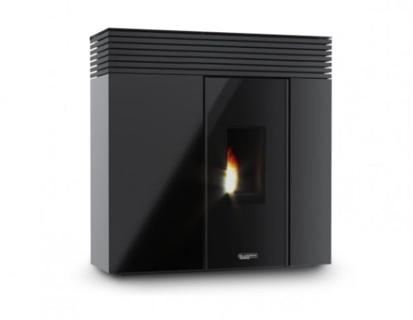 Termostufa A Pellet Laminox Veronica Phantom Idro Black Line 16 Kw Colore Nero Lucido