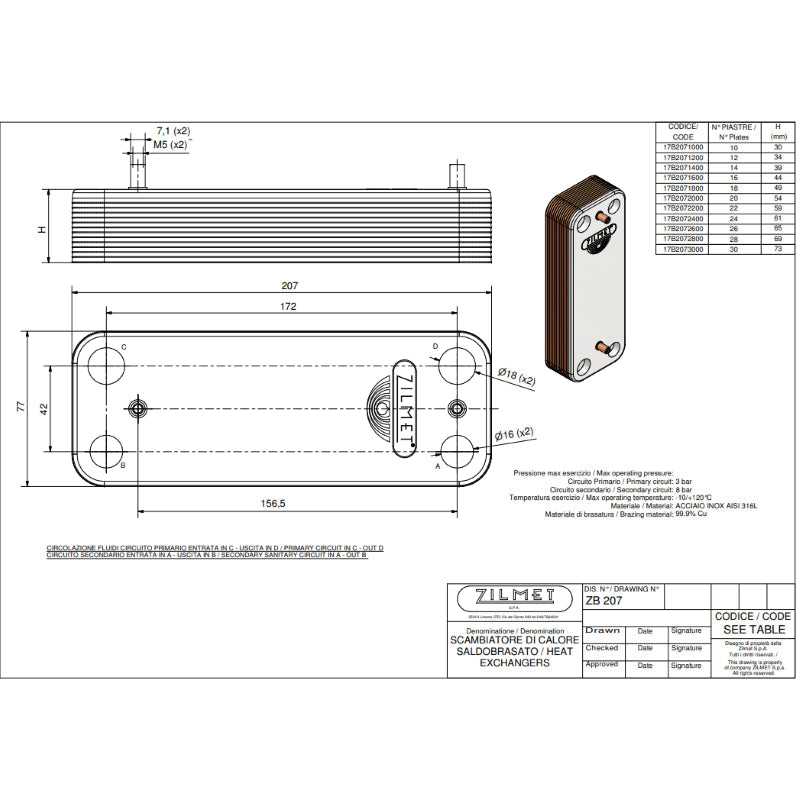 Scambiatore Sanitario Zilmet Compatibile Baxi 12 Piastre JJJ005686670