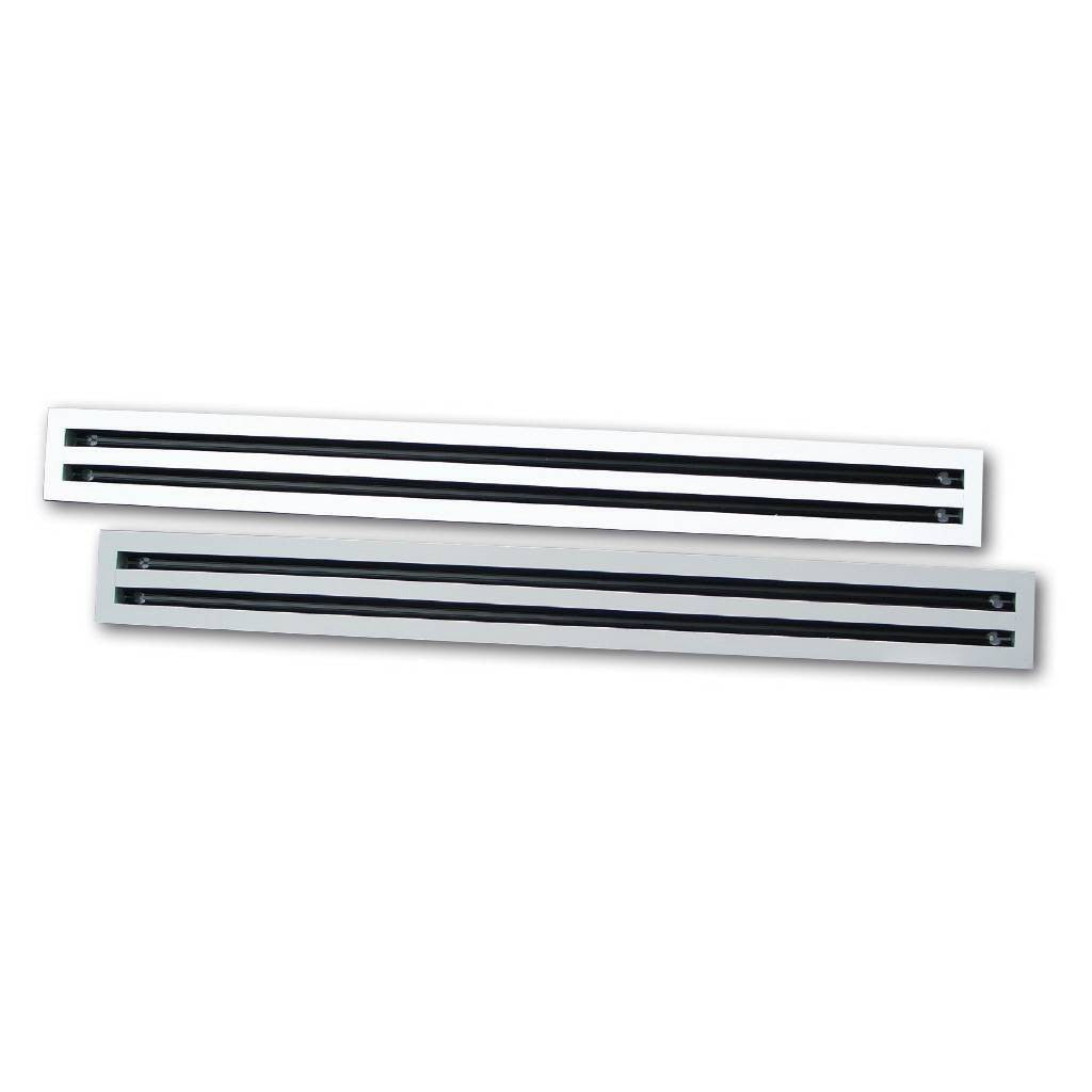 Diffusori Lineari a 2 Feritoie in Alluminio Anodizzato o Bianco RAL9010 DLF20 Con Deflettore