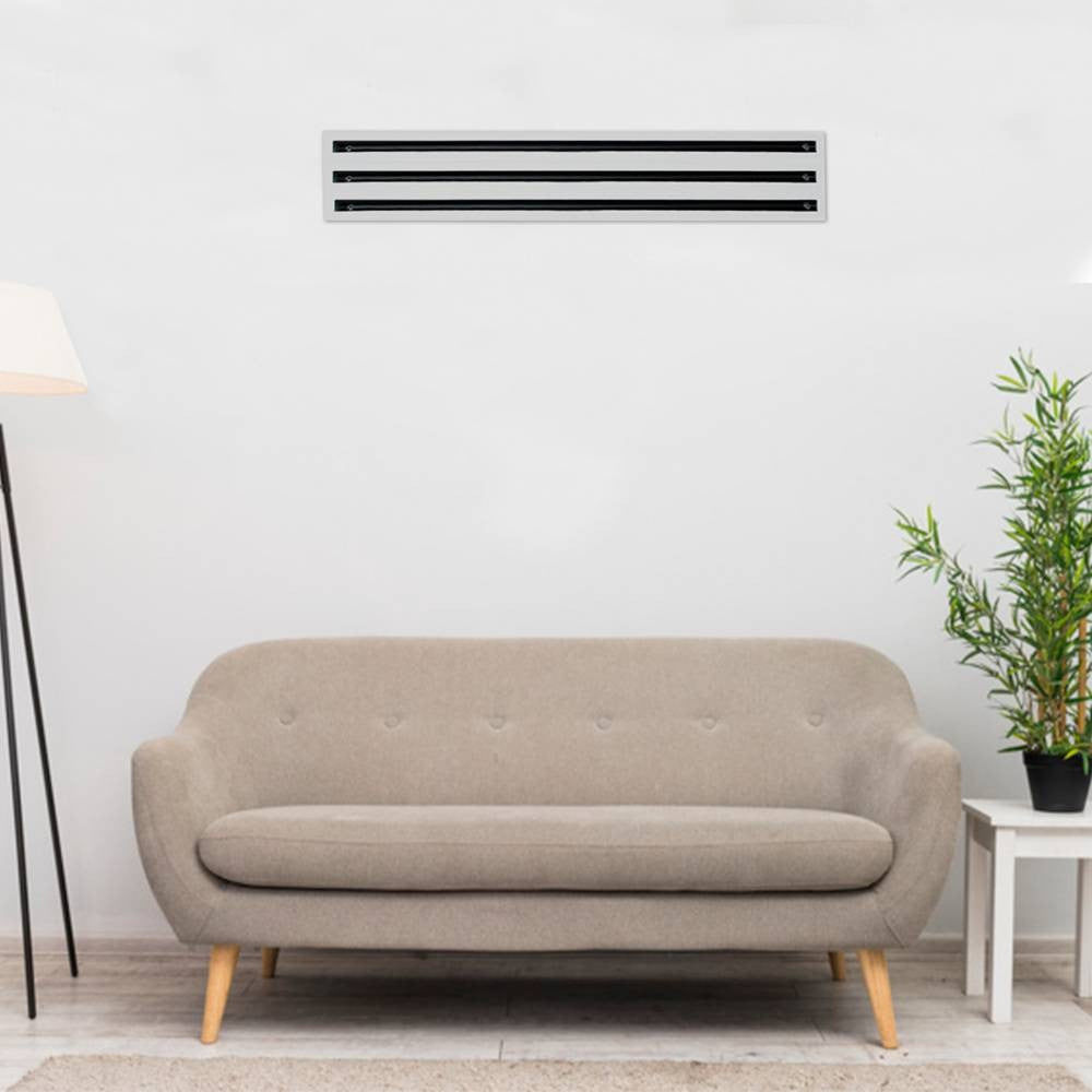 Diffusori Lineari a 3 Feritoie in Alluminio Anodizzato o Bianco RAL9010 DLF20 Con Deflettore