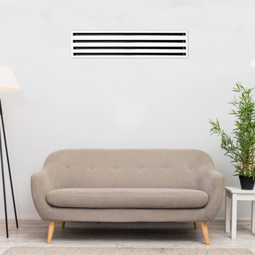 Diffusori Lineari a 4 Feritoie in Alluminio Anodizzato o Bianco RAL9010 DLF20 Con Deflettore