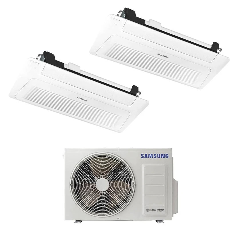 Condizionatore Climatizzatore Samsung Inverter Dual Split Cassetta a 1 Via Slim Windfree R-32 9000+9000 Con AJ040TXJ2KG/EU