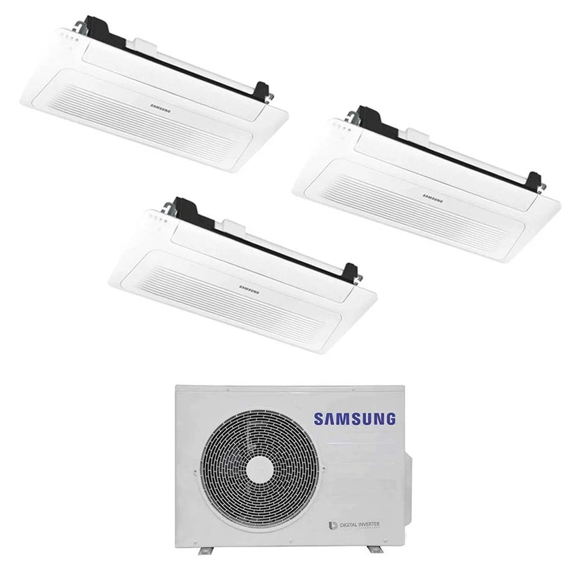 Condizionatore Climatizzatore Samsung Inverter Trial Split Cassetta a 1 Via Slim Windfree R-32 9000+12000+12000 Con AJ052TXJ3KG/EU
