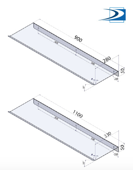 Deflettore per Split Vecamco Misure 1100x330x50 mm Cod. 9898-111