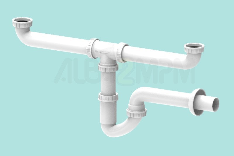 SIFONE A "U" AUTOPULENTE PER LAVELLI A DUE VASCHE ATTACCO 1" 1/2