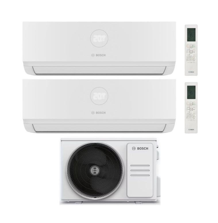 Condizionatore Climatizzatore Junkers Bosch Dual Split Inverter R-32 Serie Climate 7000i White 9000+18000 BTU Con 5000M 53/2 E Wi-Fi Integrato 9+18