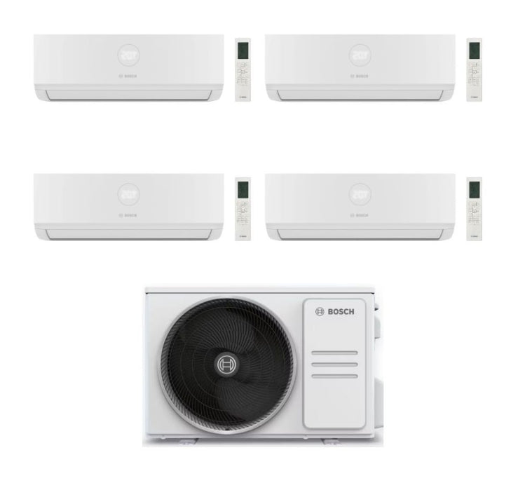 Condizionatore Climatizzatore Junkers Bosch Quadri Split Inverter R-32 Serie Climate 7000i White 7000+7000+7000+18000 BTU Con 5000M 105/4 E Wi-Fi Integrato 7+7+7+9
