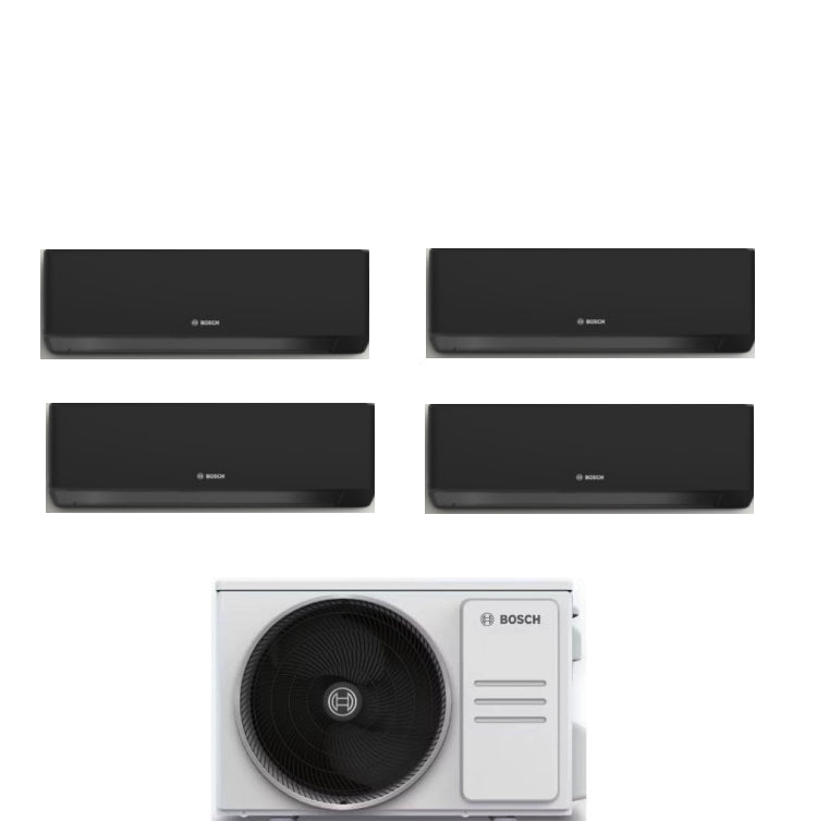 Condizionatore Climatizzatore Junkers Bosch Quadri Split Inverter R-32 Serie Climate 7000i Black 7000+9000+9000+9000 BTU Con 5000M 105/4 E Wi-Fi Integrato 7+9+9+9