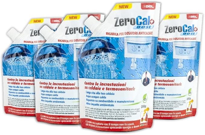 Ricarica ZeroCal DOSE Gel Dosatore Per Trattamento Anticalcare Da 250 ml Confezione da  4 PZ. - Codice 107.019.40