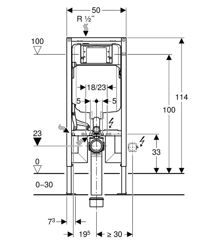 Modulo per WC Sospeso Geberit DUOFIX 114 cm con Cassetta di Risciacquo da Incasso Sigma 8 cm COD. 111.795.00.1