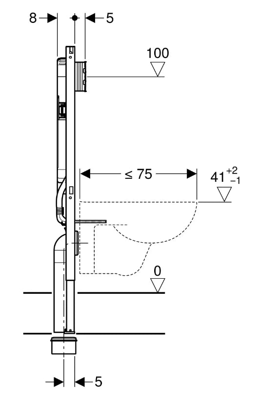 Modulo per WC Sospeso Geberit DUOFIX 114 cm con Cassetta di Risciacquo da Incasso Sigma 8 cm COD. 111.795.00.1