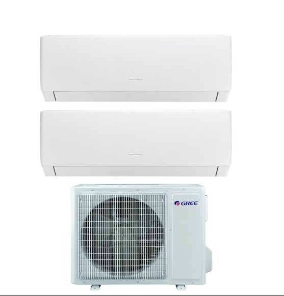 Condizionatore Climatizzatore Gree Dual Split Inverter R-32 Modello Pular 9000+12000 BTU Wi-Fi Integrato Con GWHD(18)NK6OO