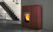 Stufa a Pellet EdilKamin Modello Blade 12++ Evo Profondità Ridotta cm 34,5 Colore Acciaio Bordeaux