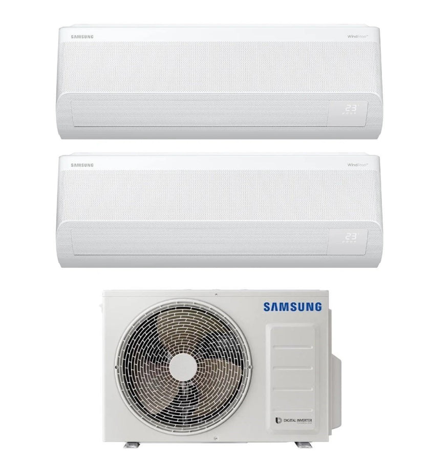 Condizionatore Climatizzatore Samsung Dual Split Inverter Windfree Avant S2 R-32 7000+12000 BTU Wi-Fi Integrato Con AJ040TXJ2KG/EU