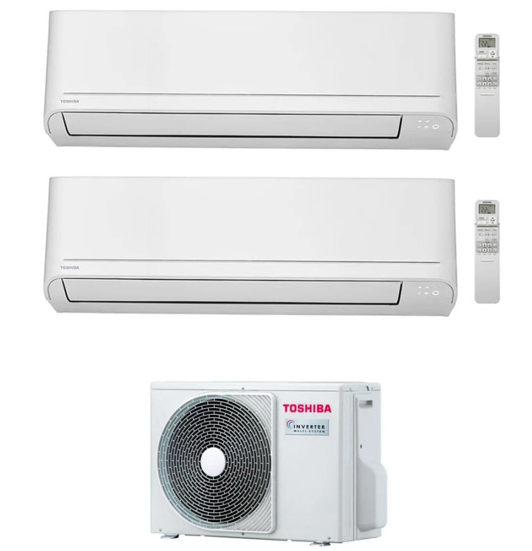Condizionatore Climatizzatore Toshiba Dual Split Inverter R-32 Modello Seiya Classic 7000+7000 BTU Con RAS-2M10G3AVG-E Wi-Fi Optional