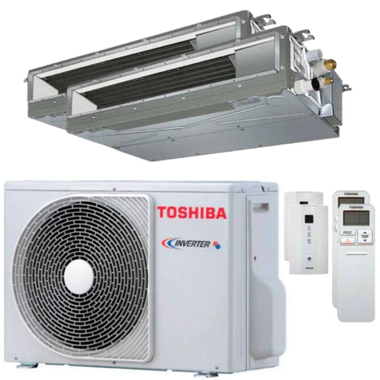 Condizionatore Climatizzatore Toshiba Dual Split Inverter Canalizzato U2 13000+10000 Con RAS-2M14G3AVG-E R-32 Wi-Fi Optional Comando Infrarossi Incluso