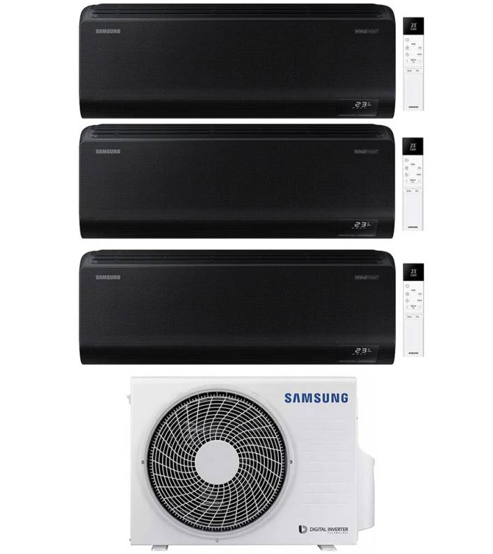 Condizionatore Climatizzatore Samsung Trial Split Inverter Windfree Black R-32 7000+9000+12000 BTU Con AJ068TXJ3KG/EU Wi-Fi Integrato