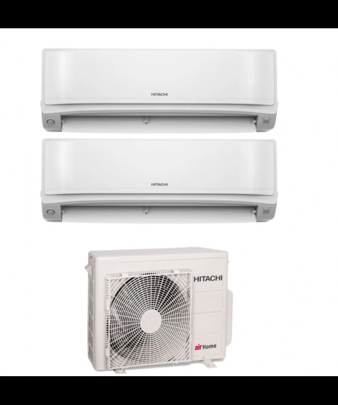 Condizionatore Climatizzatore Hitachi Dual Split Inverter R-32 airHome 400 7000+18000 BTU Con RAM-G55N2HA(B)E Multi Pro G Wi-Fi Integrato 7+18