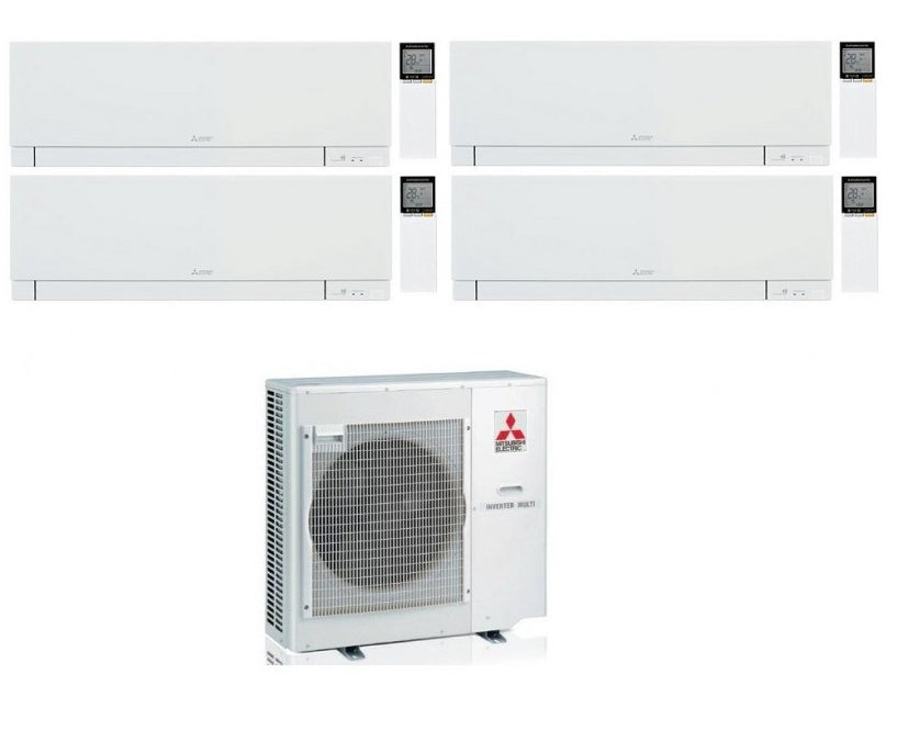 Condizionatore Climatizzatore Mitsubishi Electric Quadri Split inverter Kirigamine Zen White R-32 7000+7000+7000+9000 Colore Bianco con MXZ-4F72VF4 Wi-Fi Integrato 7+7+7+9
