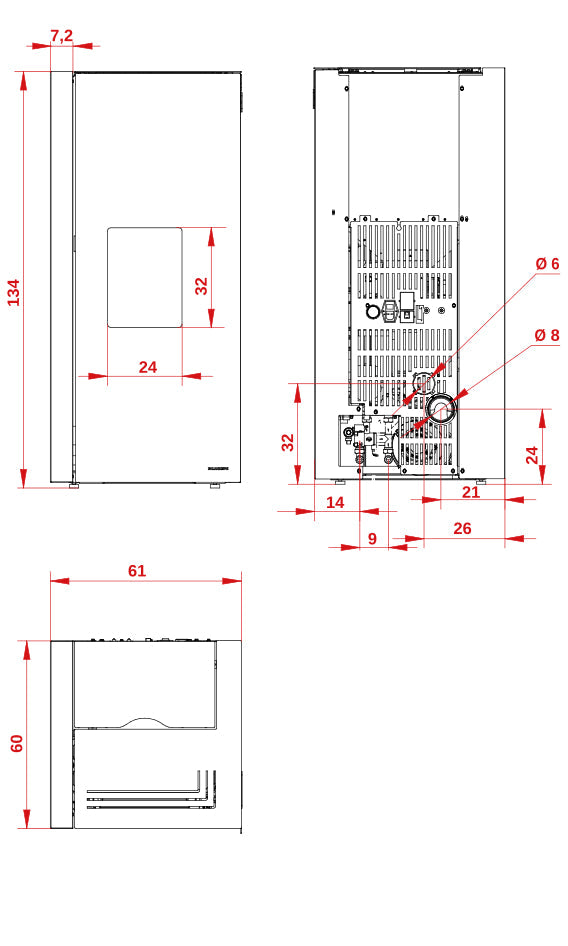 Termostufa a Pellet Palazzetti Ecofire Dadò Idro TC 15 Kw - Vari Colori