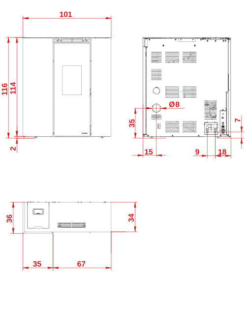 Termostufa a Pellet Palazzetti Tiffany Idro Ventilata TC 21 Kw - Vari Colori