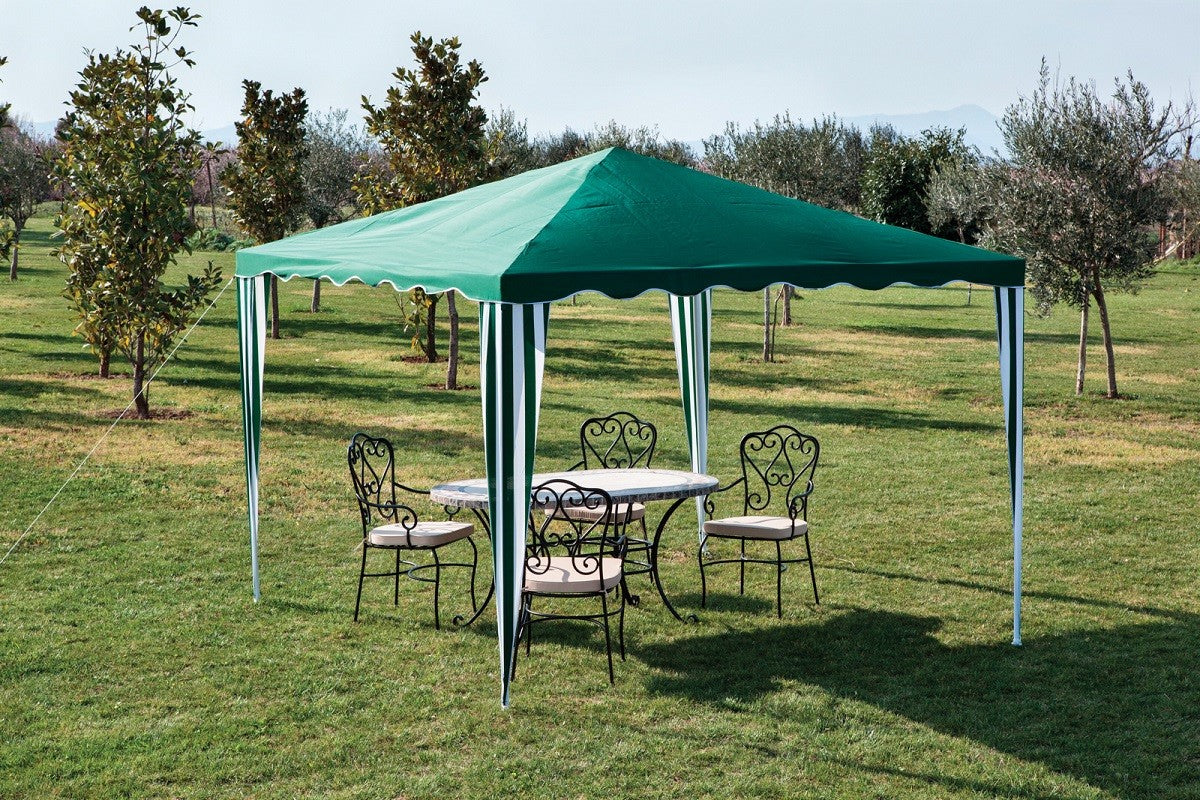 Gazebo in ferro con top in poliestere cm 300x300x250h colore verde