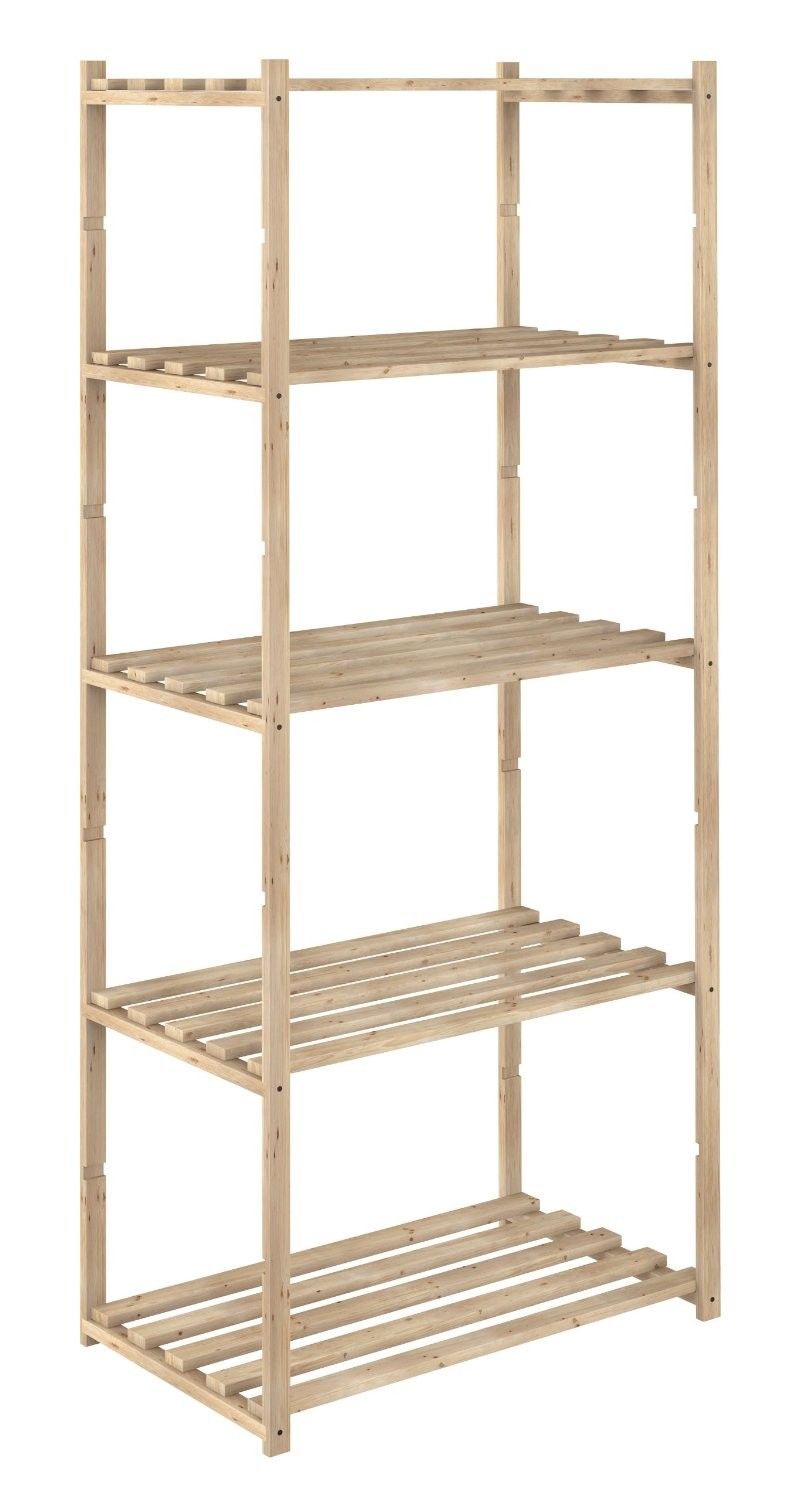 Scaffale in kit in pino 5 ripiani cm 65x40x171h
