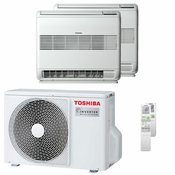 Condizionatore Climatizzatore Toshiba Dual Split Inverter Console Pavimento R-32 13000+18000 BTU RAS-3M18G3AVG-E Wi-Fi Optional
