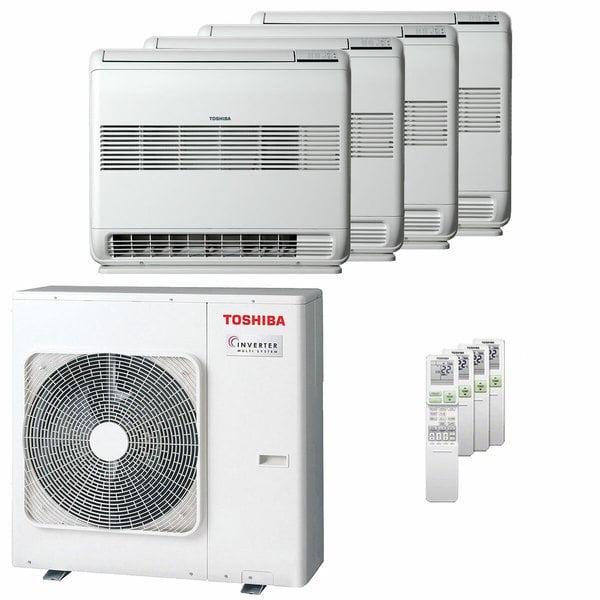 Condizionatore Climatizzatore Toshiba Quadri Split Inverter Console Pavimento R-32 10000+13000+13000+13000 BTU RAS-4M27G3AVG-E Wi-Fi Optional