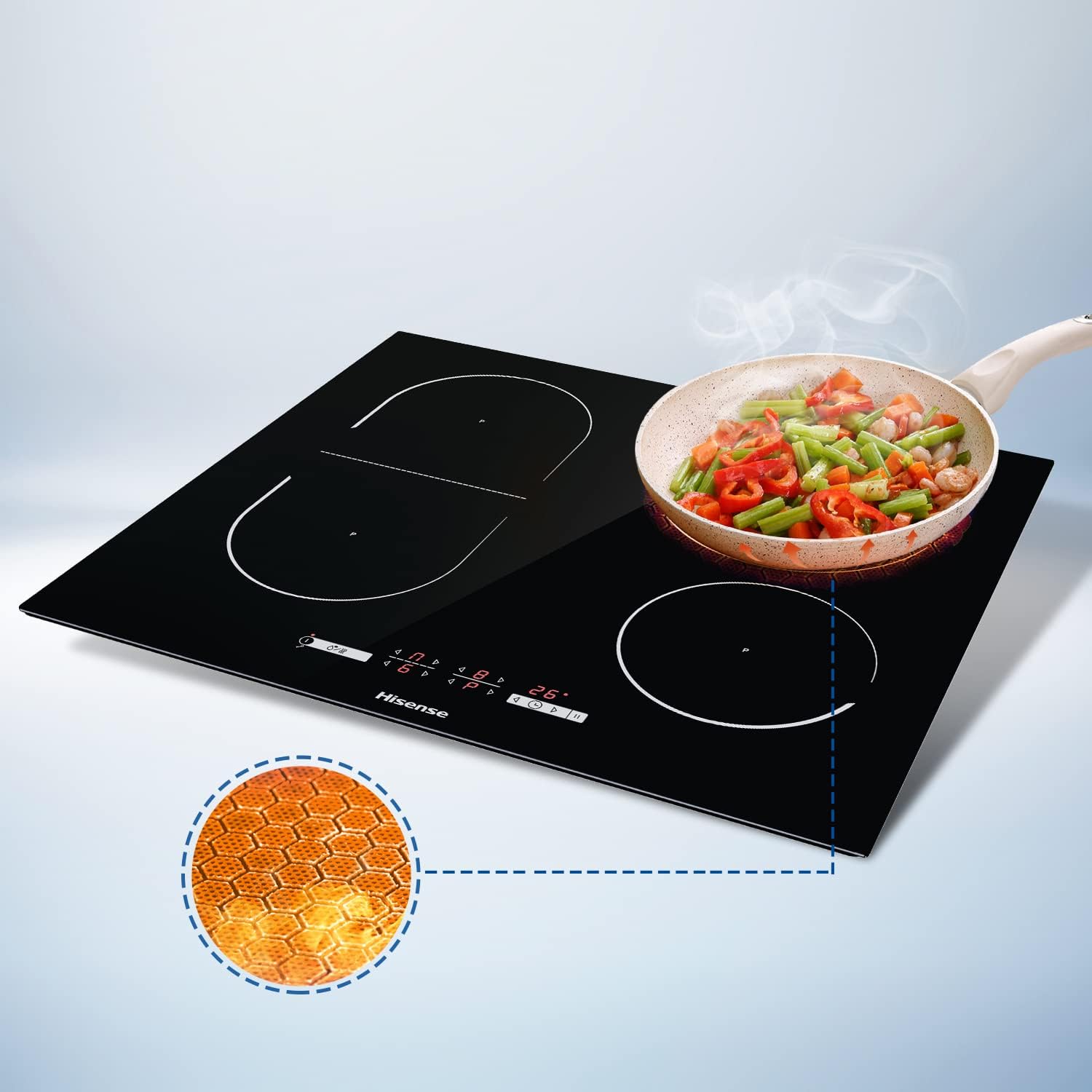 Piano Cottura a Induzione Da Incasso Hisense I6433CB7 59.5 cm Nero 4 Zone