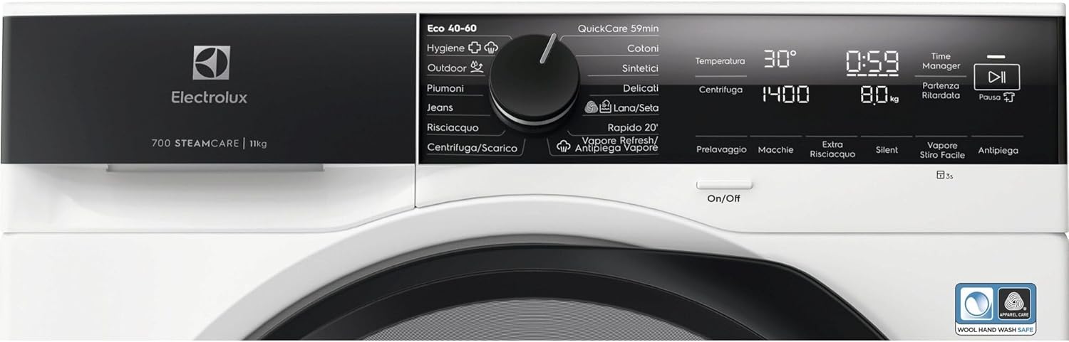Lavatrice Libera Installazione Caricamento Frontale Electrolux SteamCare 700 EW7F411G 11 kg 1400 Giri/min Bianco Classe A