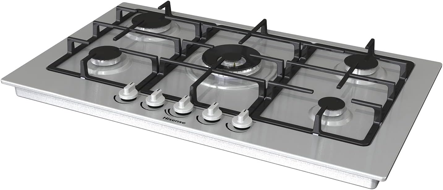 Piano Cottura a Gas Da Incasso Hisense GM973XF 90 cm Inox 5 Zone Griglie In Ghisa