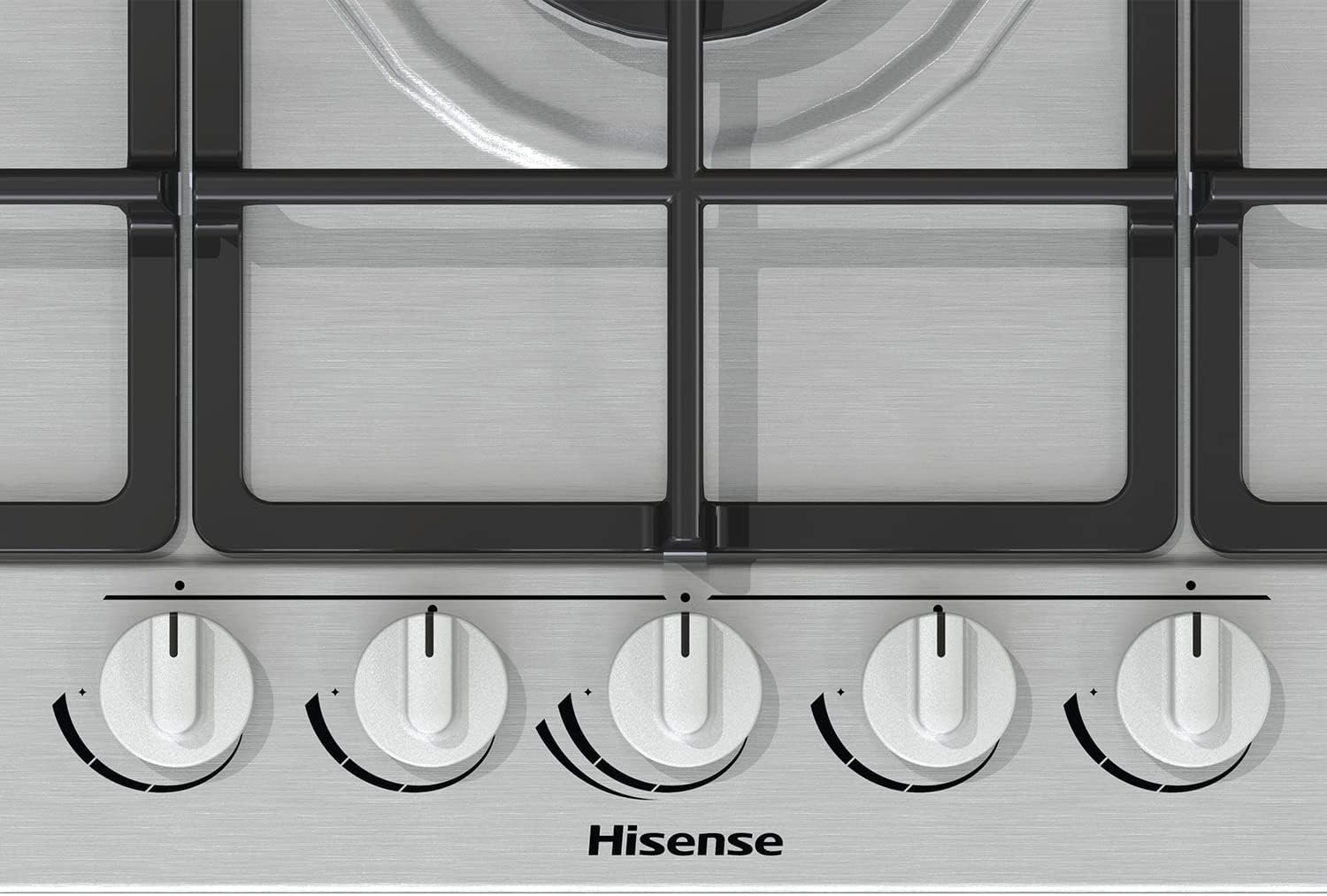 Piano Cottura a Gas Da Incasso Hisense GM973XF 90 cm Inox 5 Zone Griglie In Ghisa