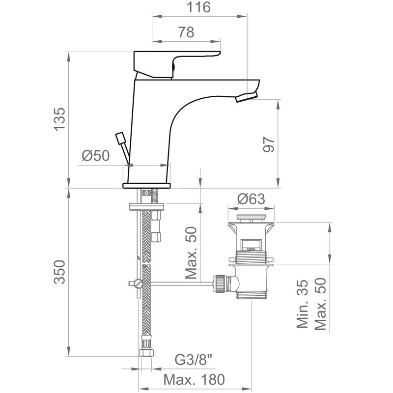 Miscelatore Lavabo Con Scarico Ercos/Ponsi Serie ECOSTYLE