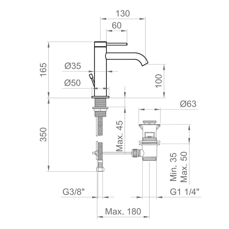 Miscelatore Lavabo Con Piletta Di Scarico Ercos/Ponsi Serie VIKTOR