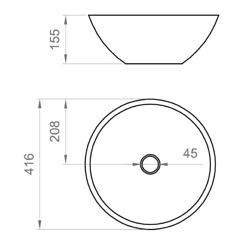 ERCOS Lavabo Tondo da Appoggio Senza Troppo Pieno Serie Musa - 40cm Cod. MUSA0001 - Vari Colori