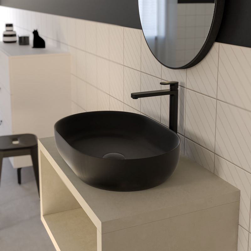 ERCOS Lavabo Ovale da Appoggio Senza Troppo Pieno Serie Musa - 60cm Cod. MUSA0002 - Vari Colori