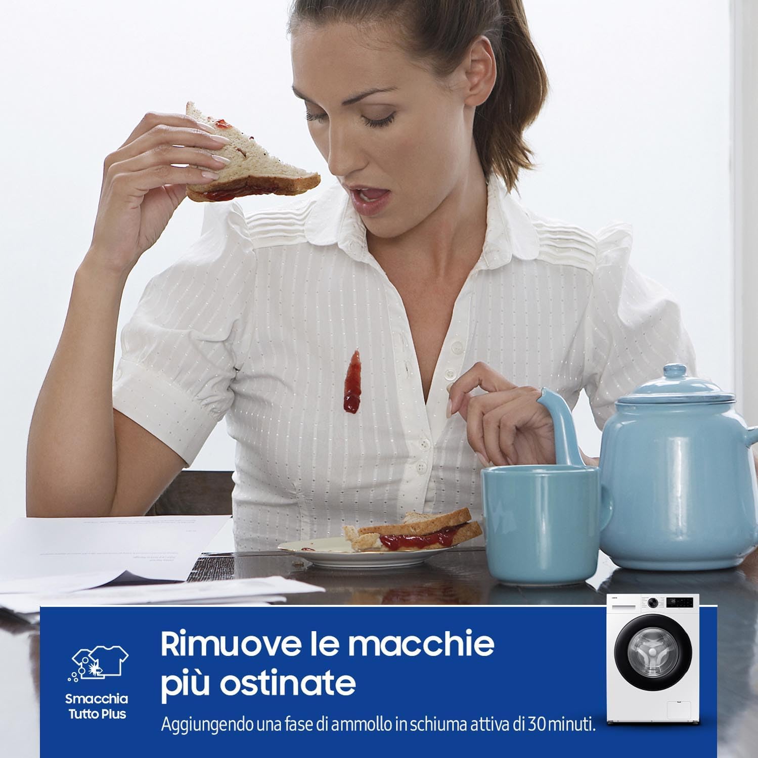 Lavatrice Libera Installazione Carico Frontale Samsung Crystal Clean Slim WW90DG5G34AEET 9 Kg 1400 Giri/Min Classe A