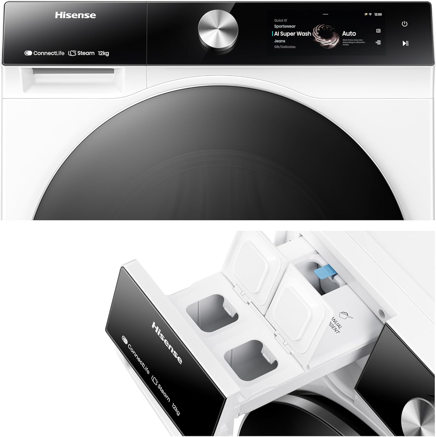 Lavatrice Libera Installazione Caricamento Frontale Hisense WF7S1247BW 12 kg 1400 Giri/min Bianco Classe A