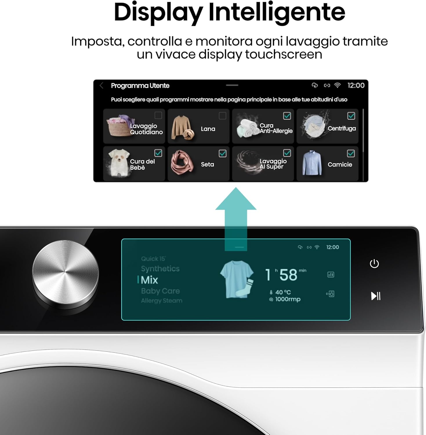 Lavatrice Libera Installazione Caricamento Frontale Hisense WF7S1247BW 12 kg 1400 Giri/min Bianco Classe A