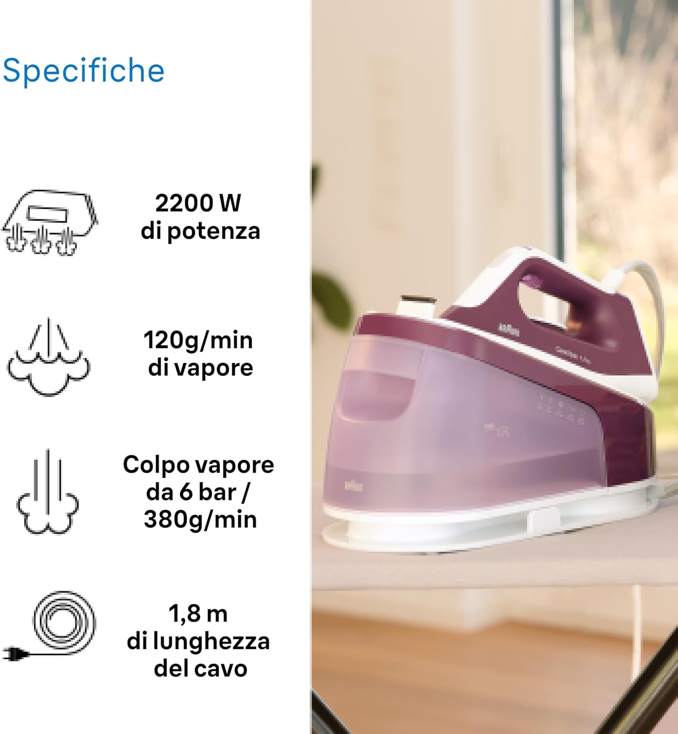 Ferro da Stiro con Caldaia Braun CareStyle 1 Pro IS1514VI 2200W Colore Viola