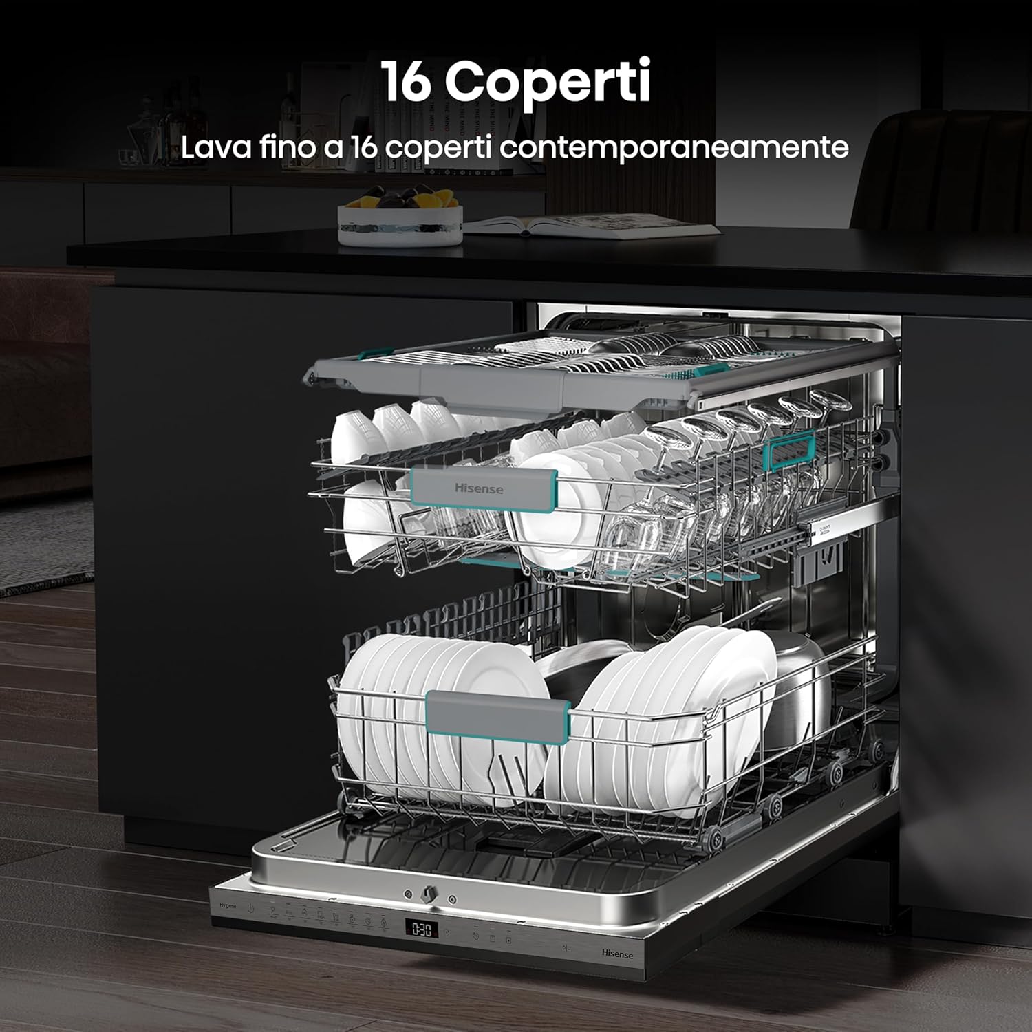 Lavastoviglie Da Incasso a Scomparsa Totale Hisense HV16A 16 coperti Classe A