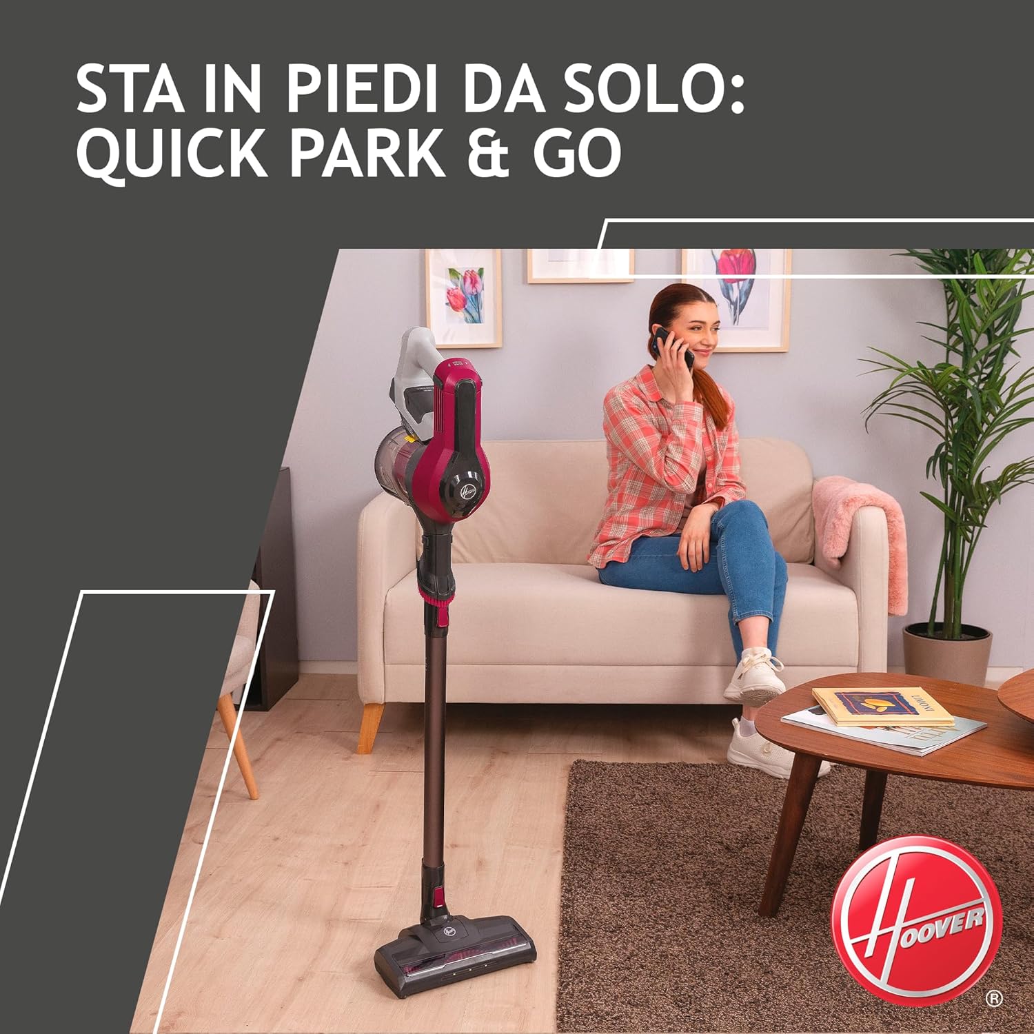 Scopa Elettrica Senza Filo Hoover HF110P 011 170W 0,9 Litri Magenta