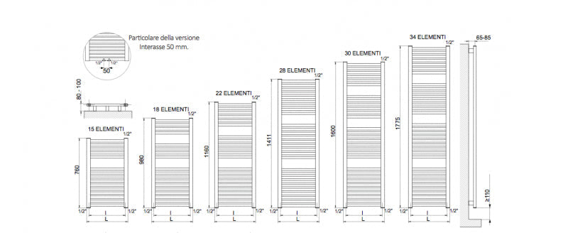 CORDIVARI SCALDASALVIETTE LISA 25 DRITTO VERNICIATO BIANCO VARIE MISURE DISPONIBILI