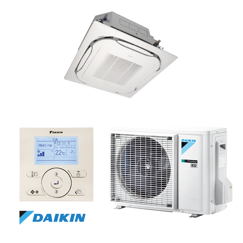 Condizionatore Climatizzatore Daikin Bluevolution R-32 a Cassetta Round Flow Mini Sky FCAG35B 12000 BTU Wi-Fi Optional - Con Comando a Filo e Griglia